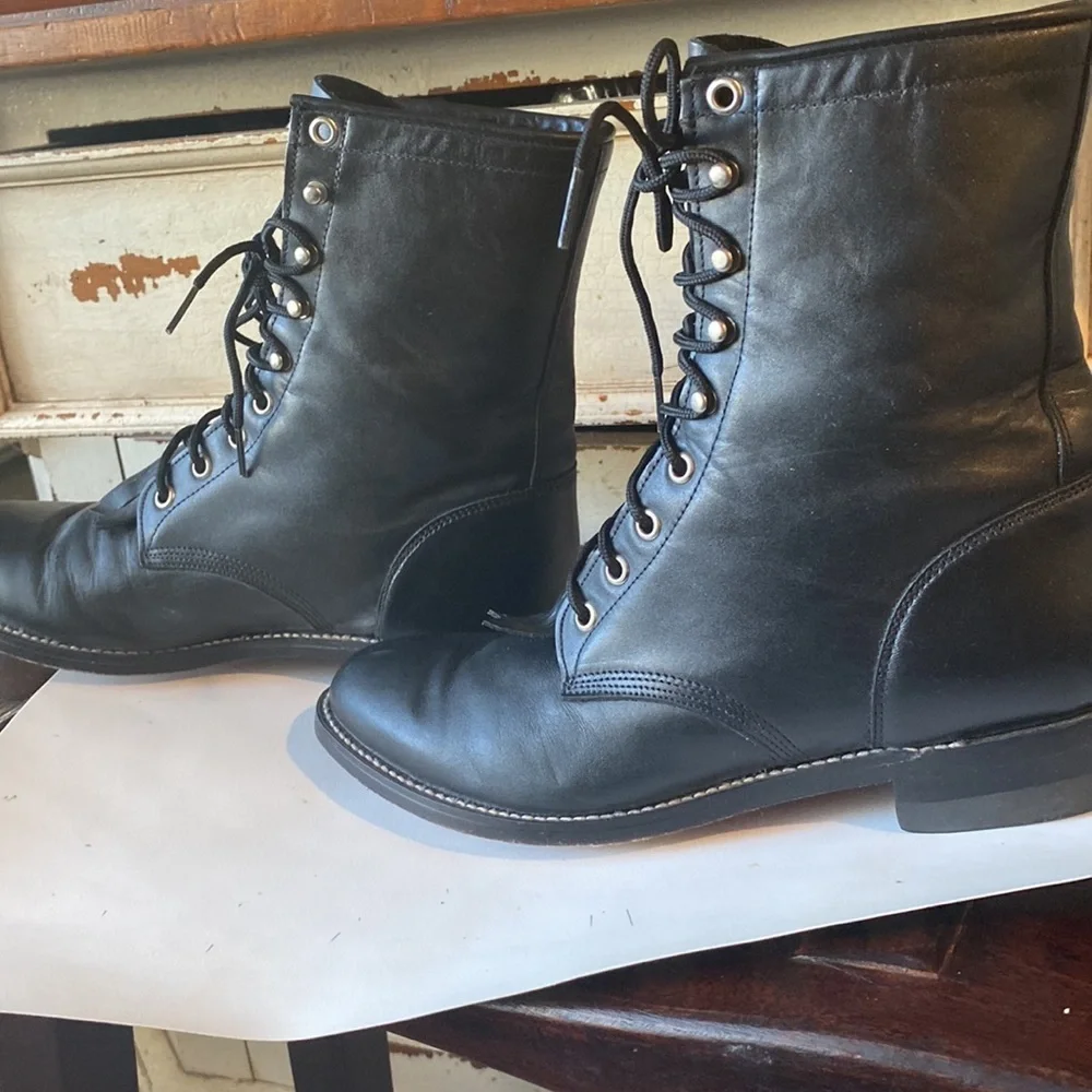 - Justin Boots, Black Elephant Packer Boots-8.5 D